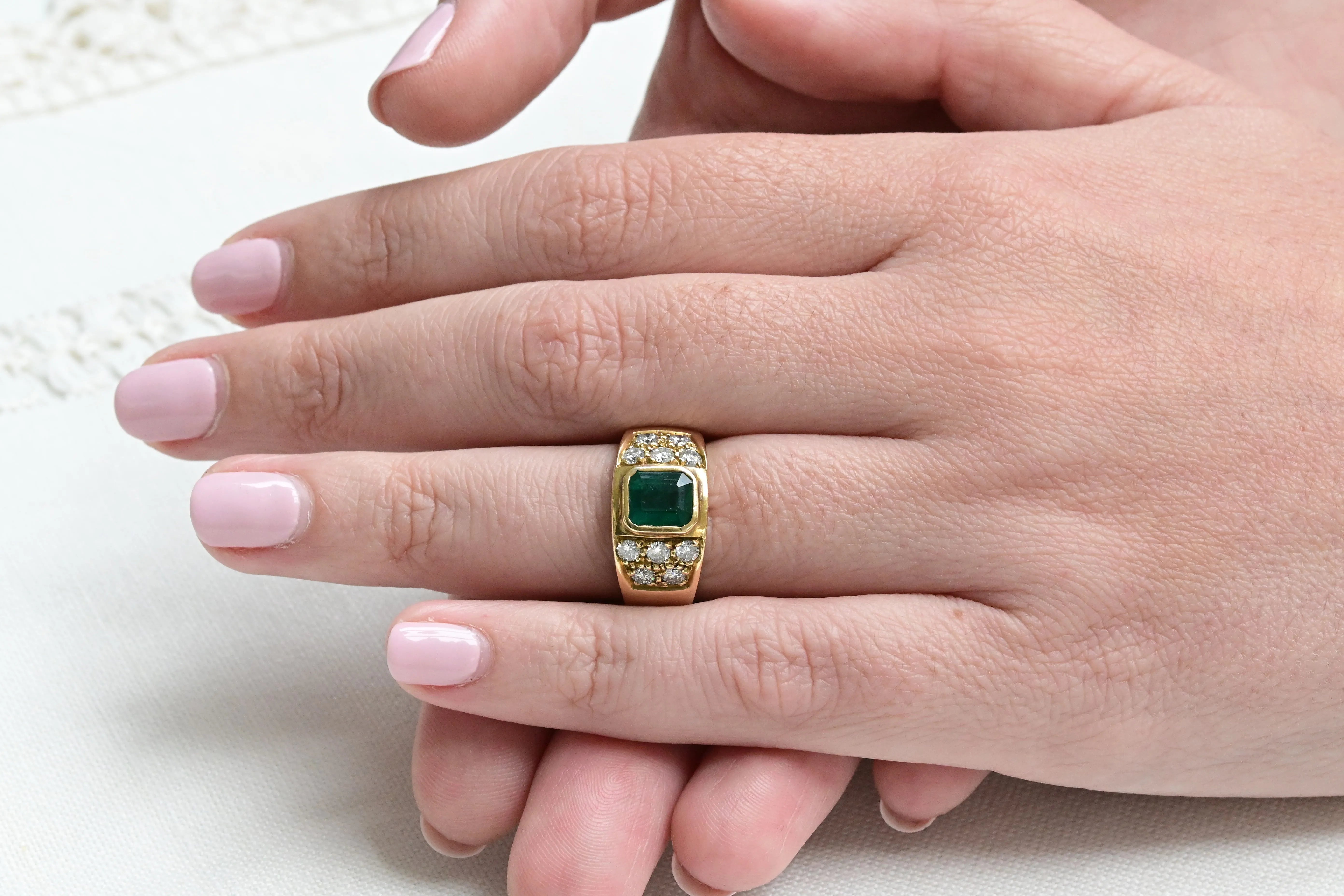 Vintage emerald and diamond ring