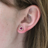 Vintage heart ruby errings