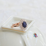 Vintage Sapphire and Diamond Rosette in Rose Gold