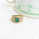 Vintage emerald and diamond ring