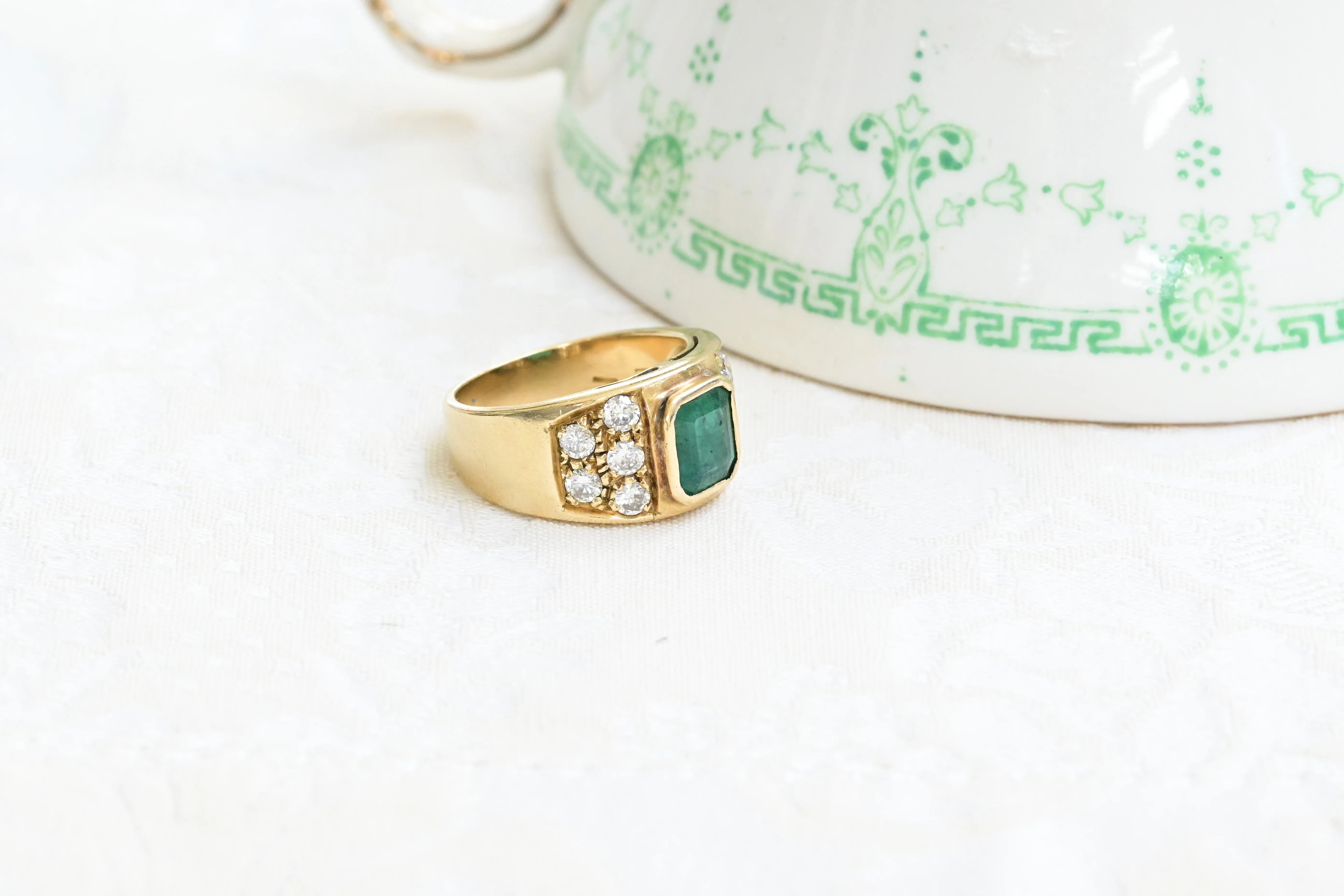 Vintage emerald and diamond ring