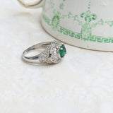 Anillo Cluster Vintage de Esmeralda y Diamantes