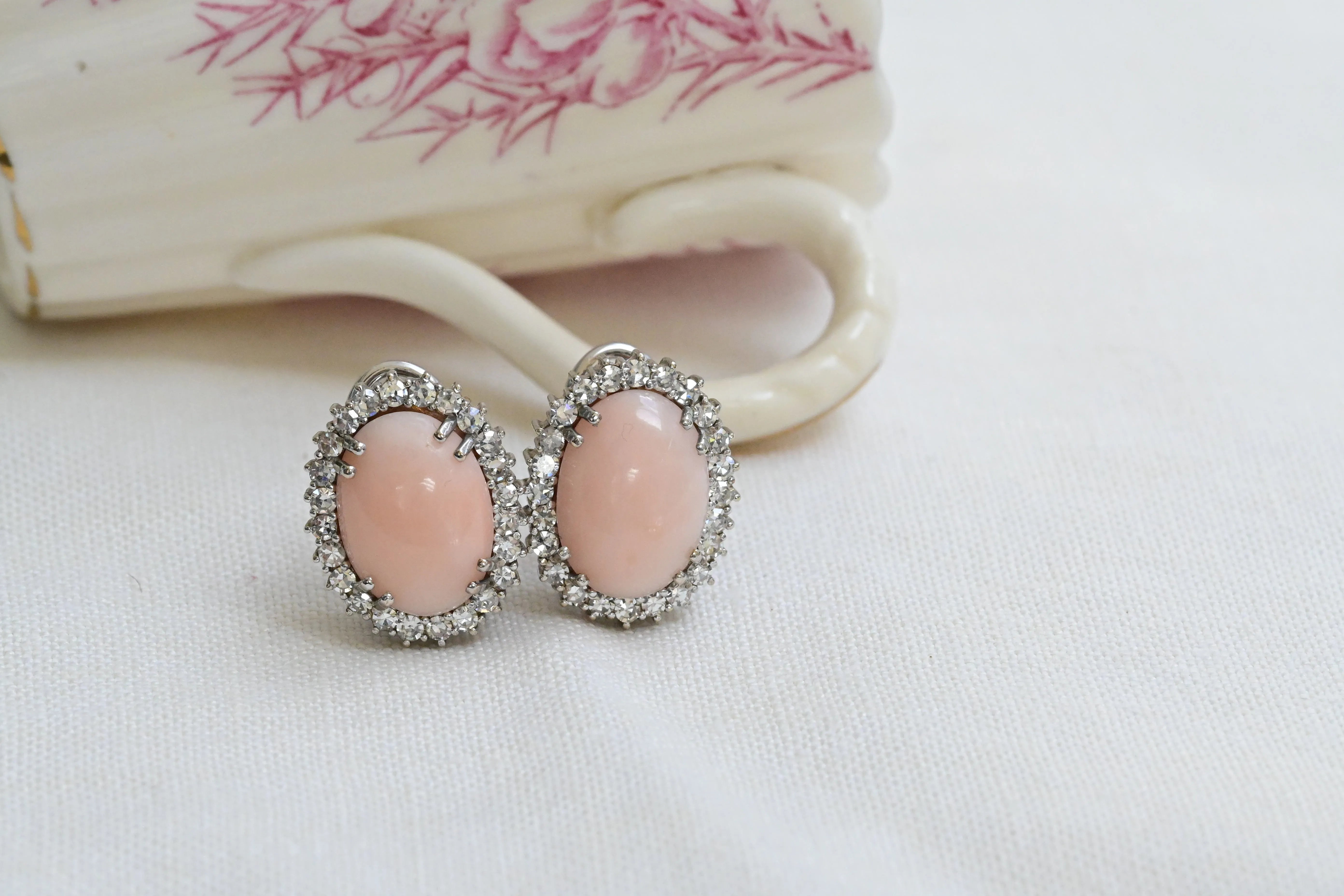Vintage angel skin coral earrings