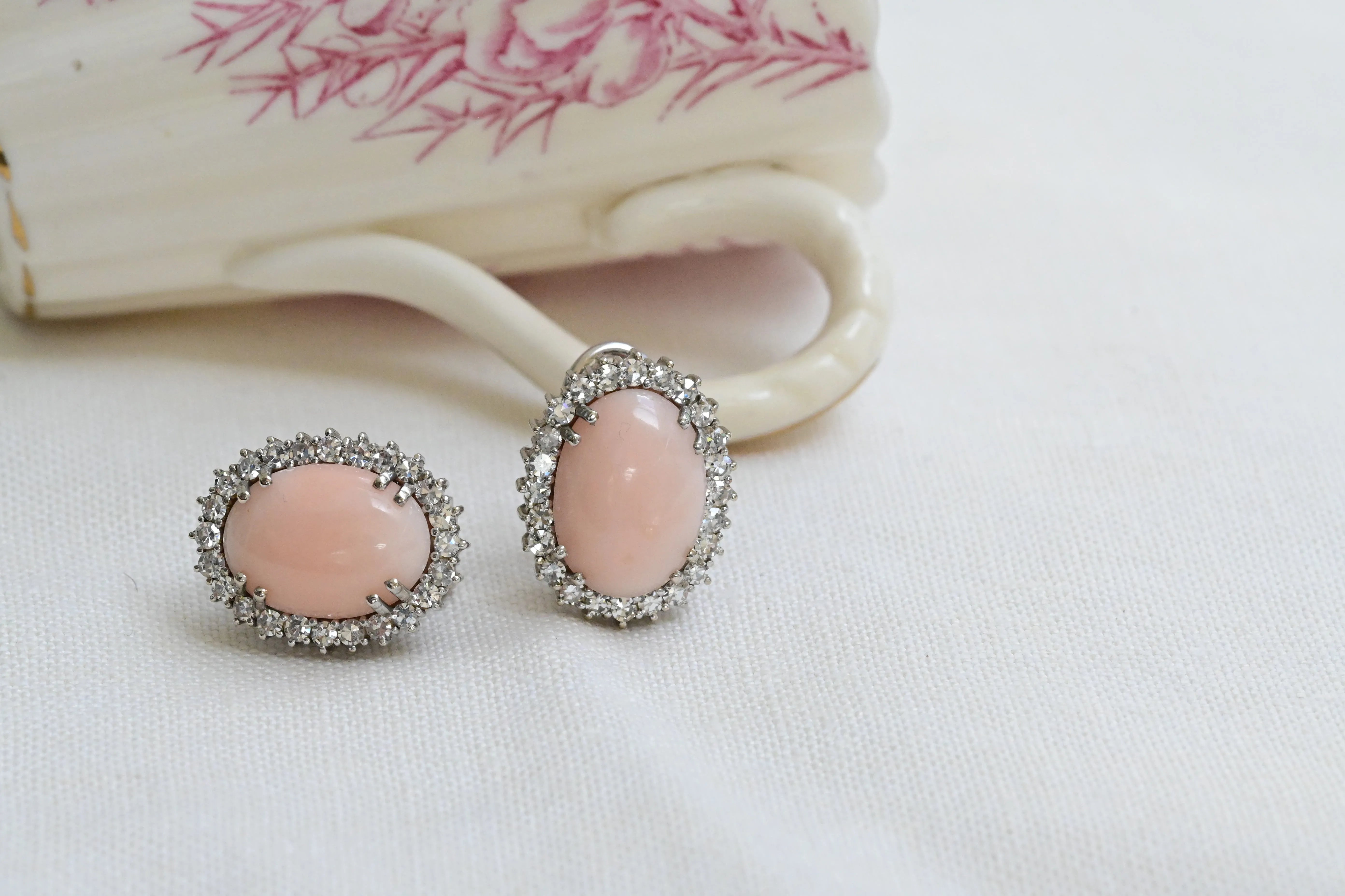 Vintage angel skin coral earrings