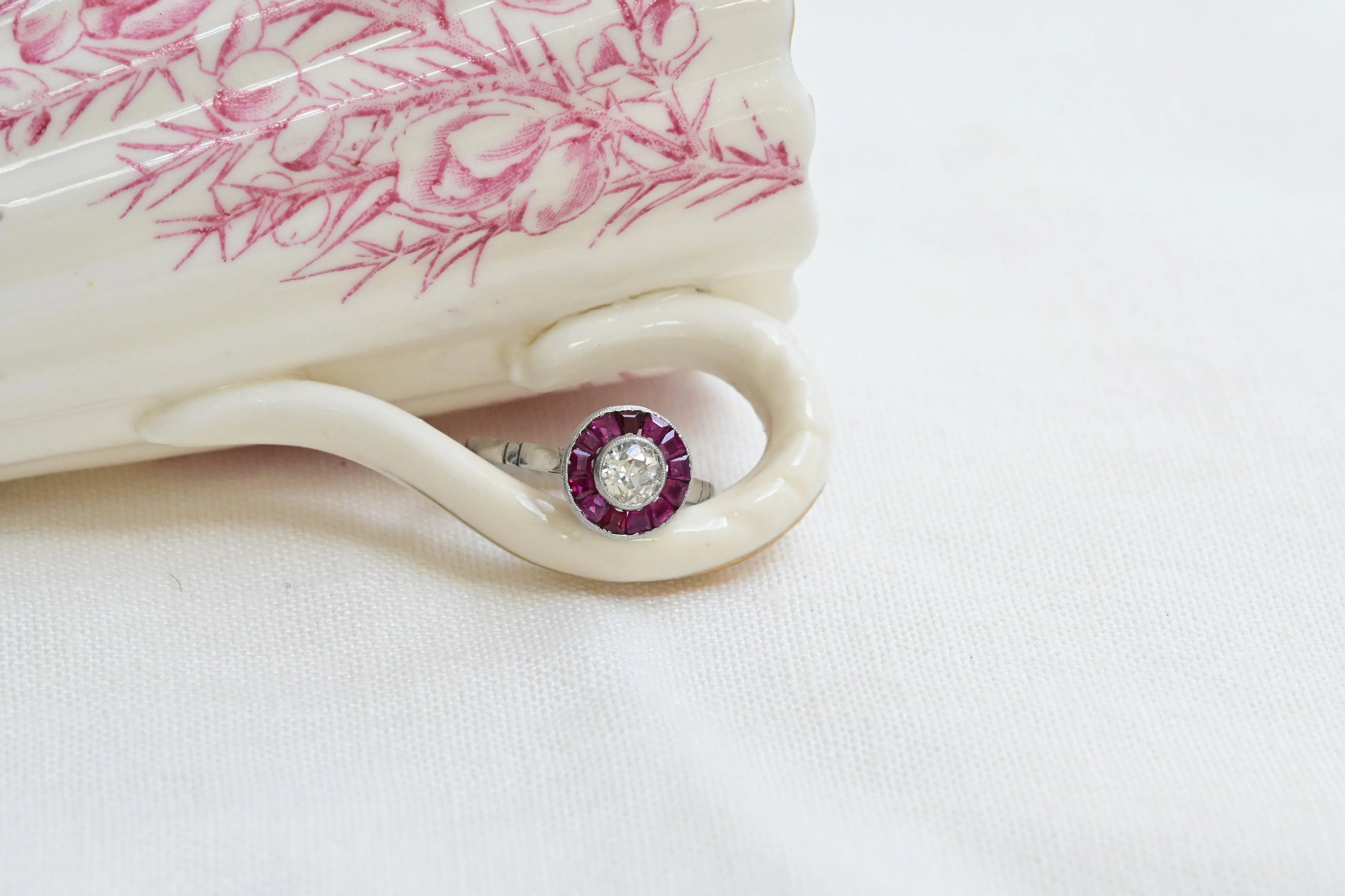Art deco ruby target ring