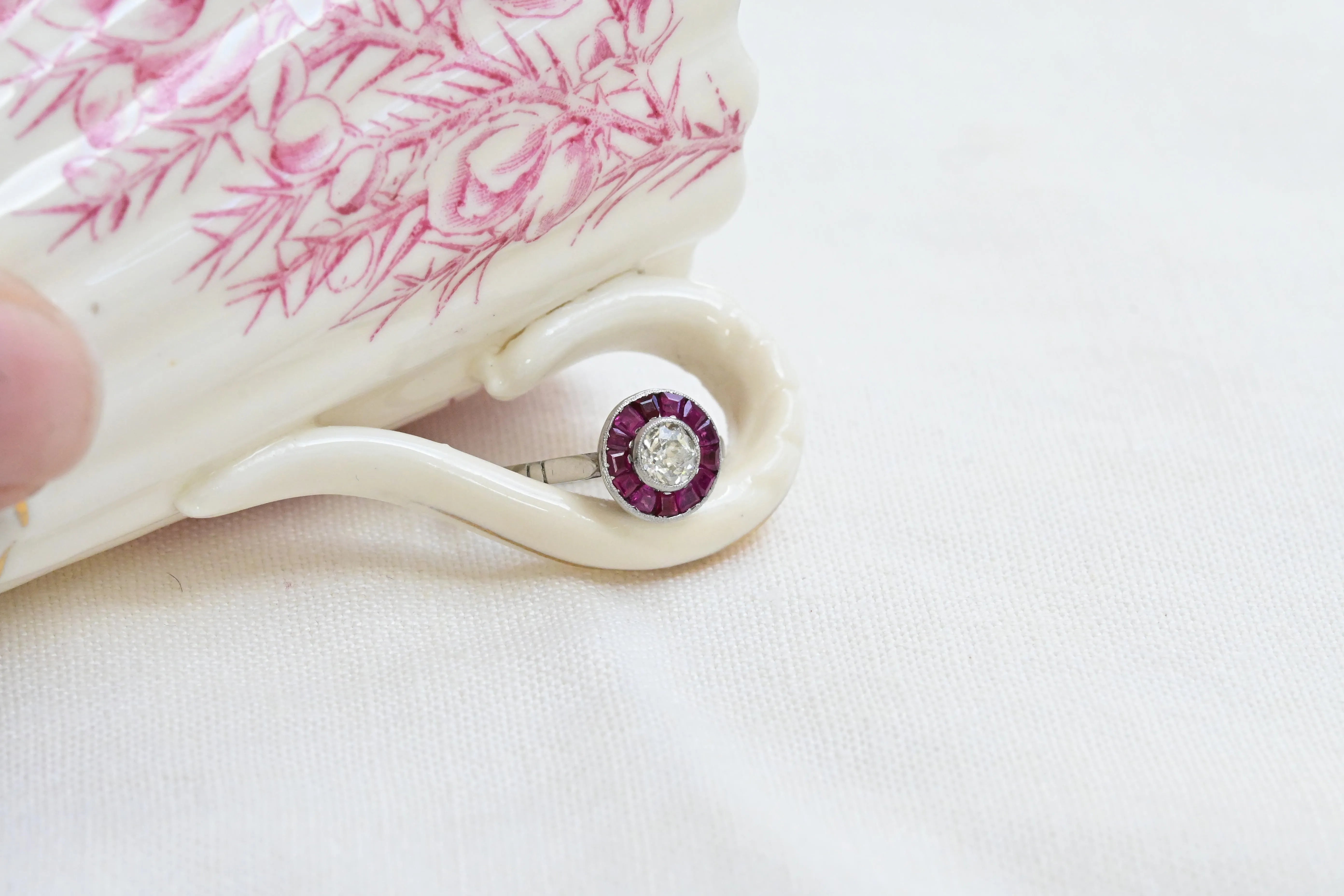 Art deco ruby target ring