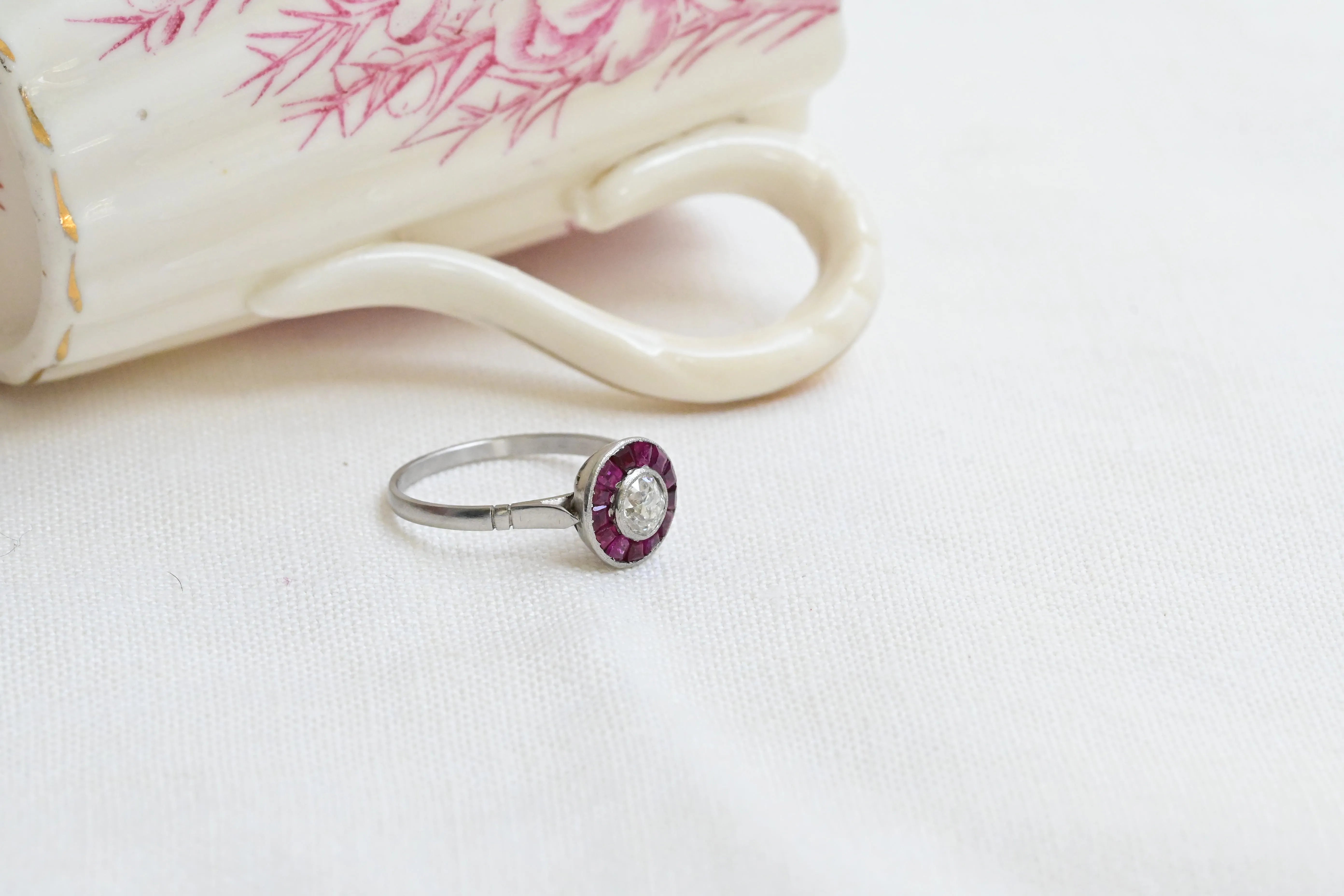 Art deco ruby target ring