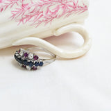 Vintage Cocktail Ring with Sapphires, Rubies and Diamonds