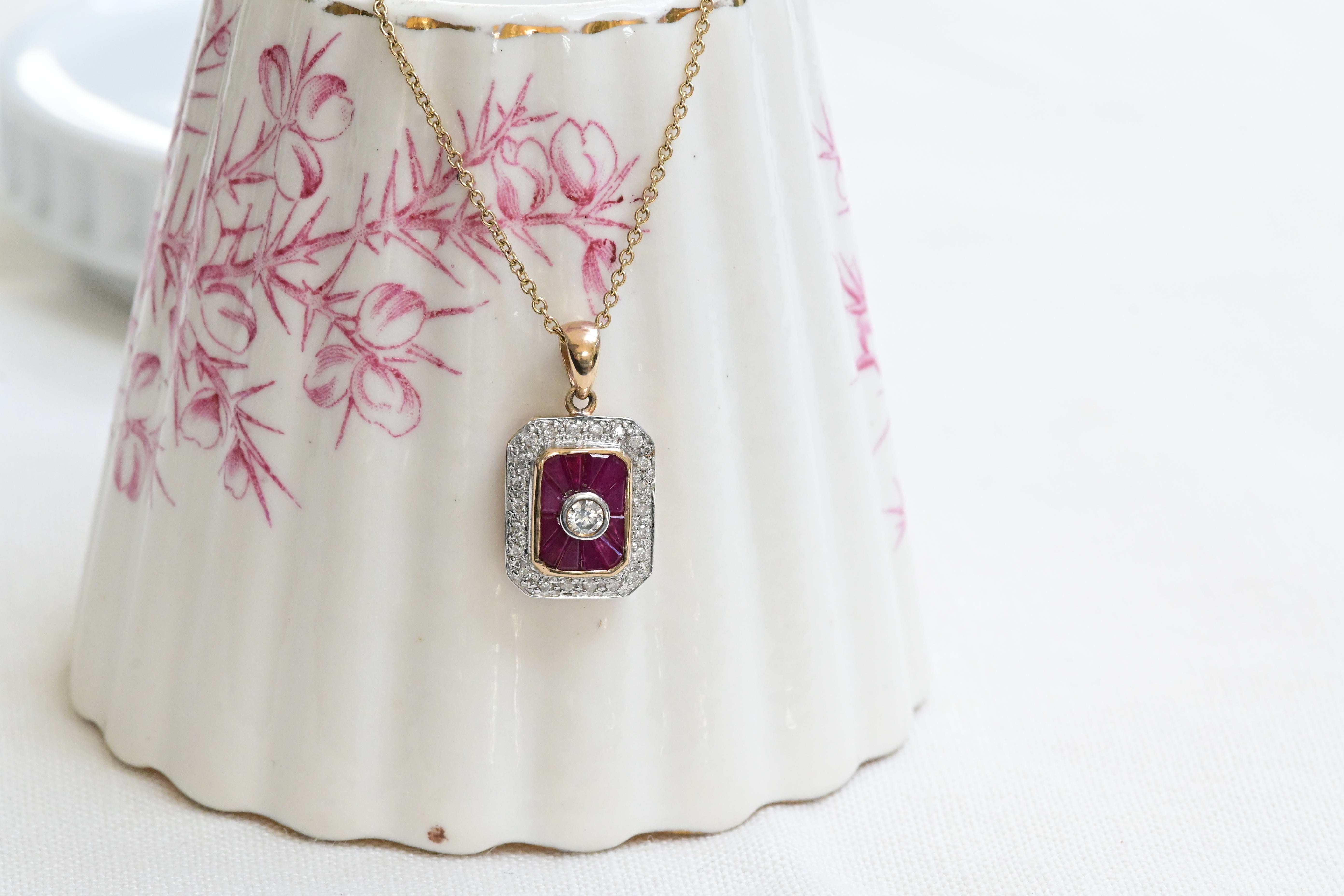 Vintage ruby and diamond necklace