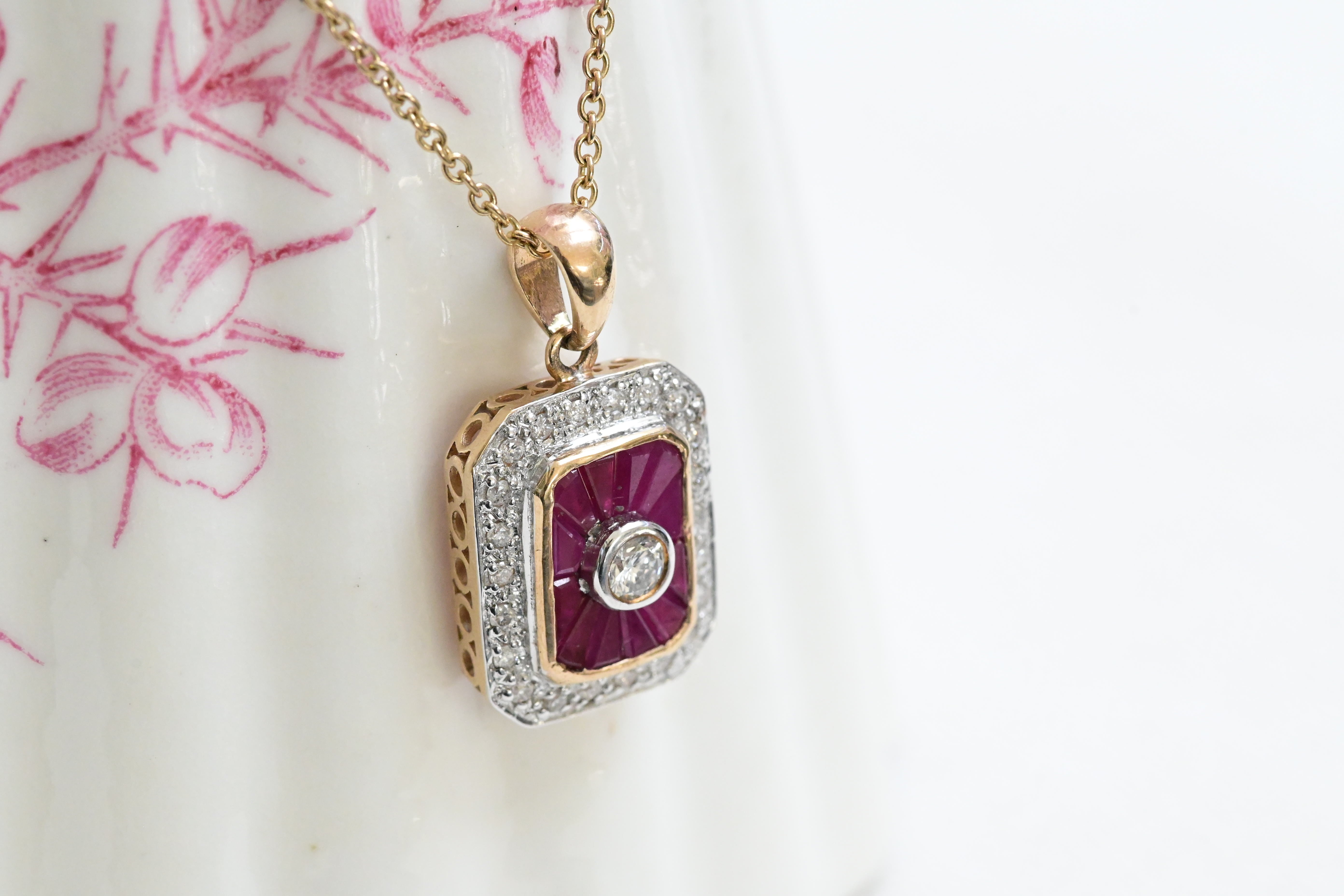 Vintage ruby and diamond necklace