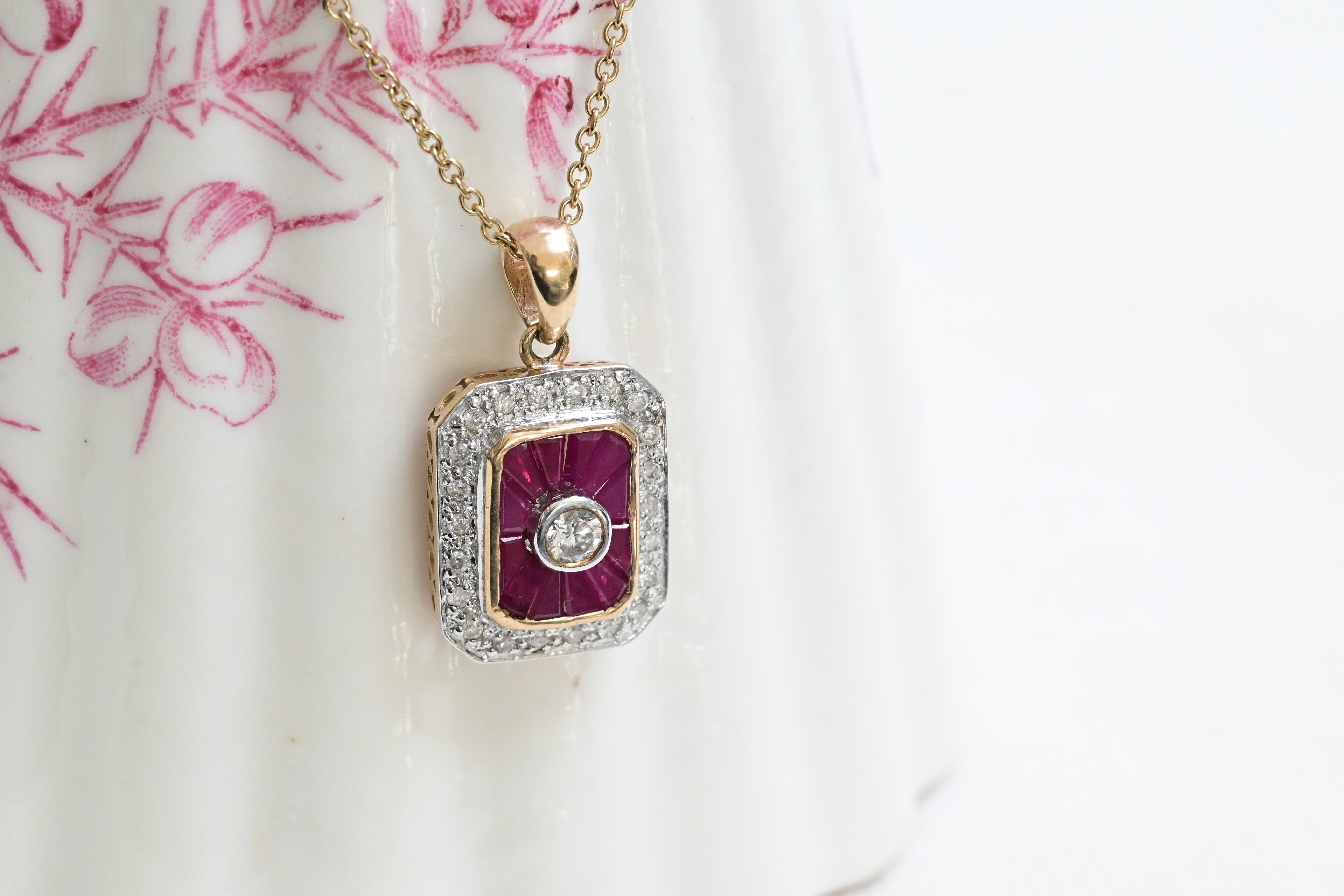 Vintage ruby and diamond necklace