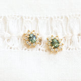Vintage green sapphire and diamonds earrings