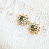 Vintage green sapphire and diamonds earrings