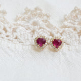 Vintage heart ruby errings