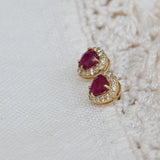 Vintage heart ruby errings