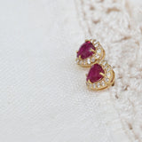 Vintage heart ruby errings