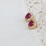 Vintage heart ruby errings