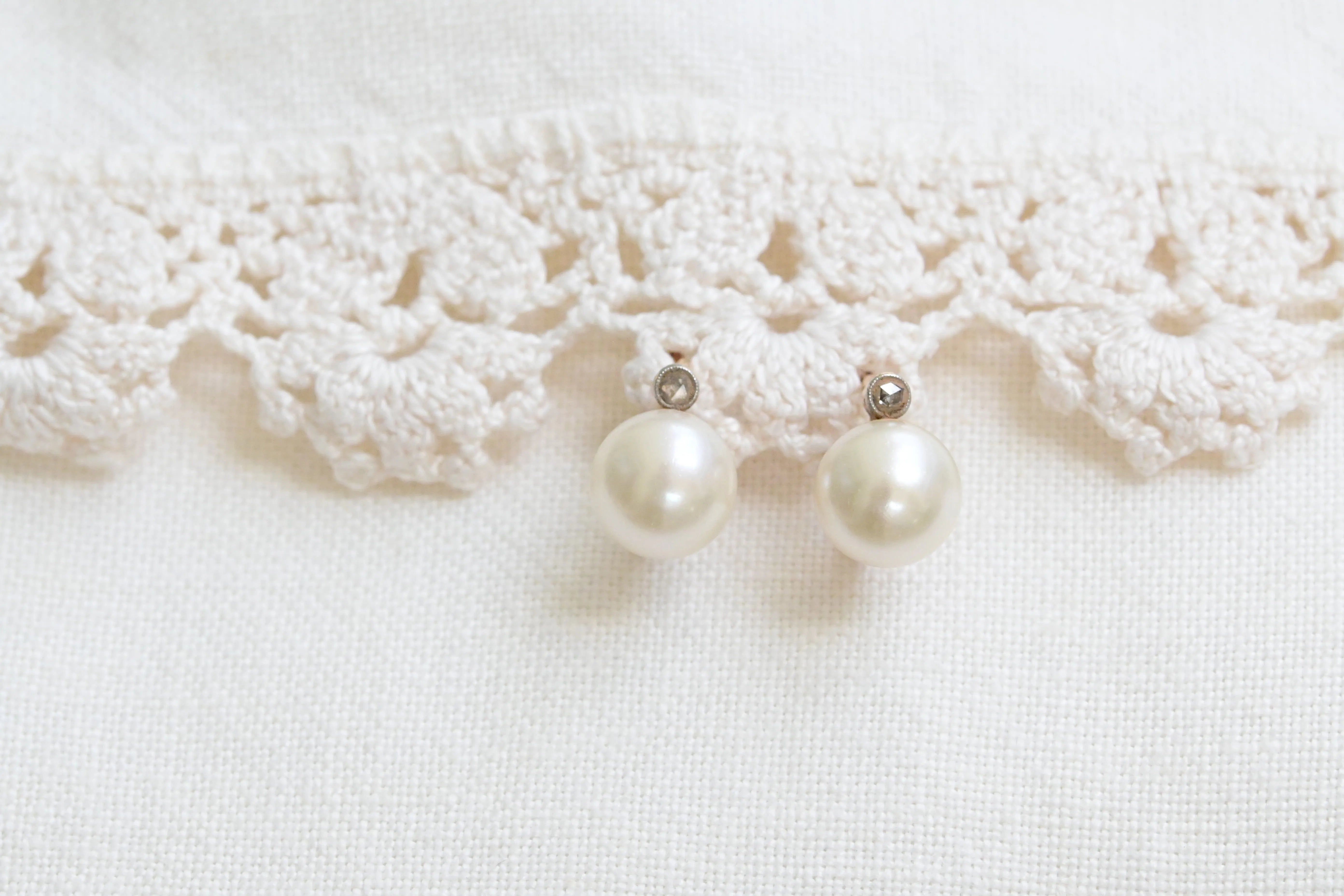 Vintage diamond and pearl earrings