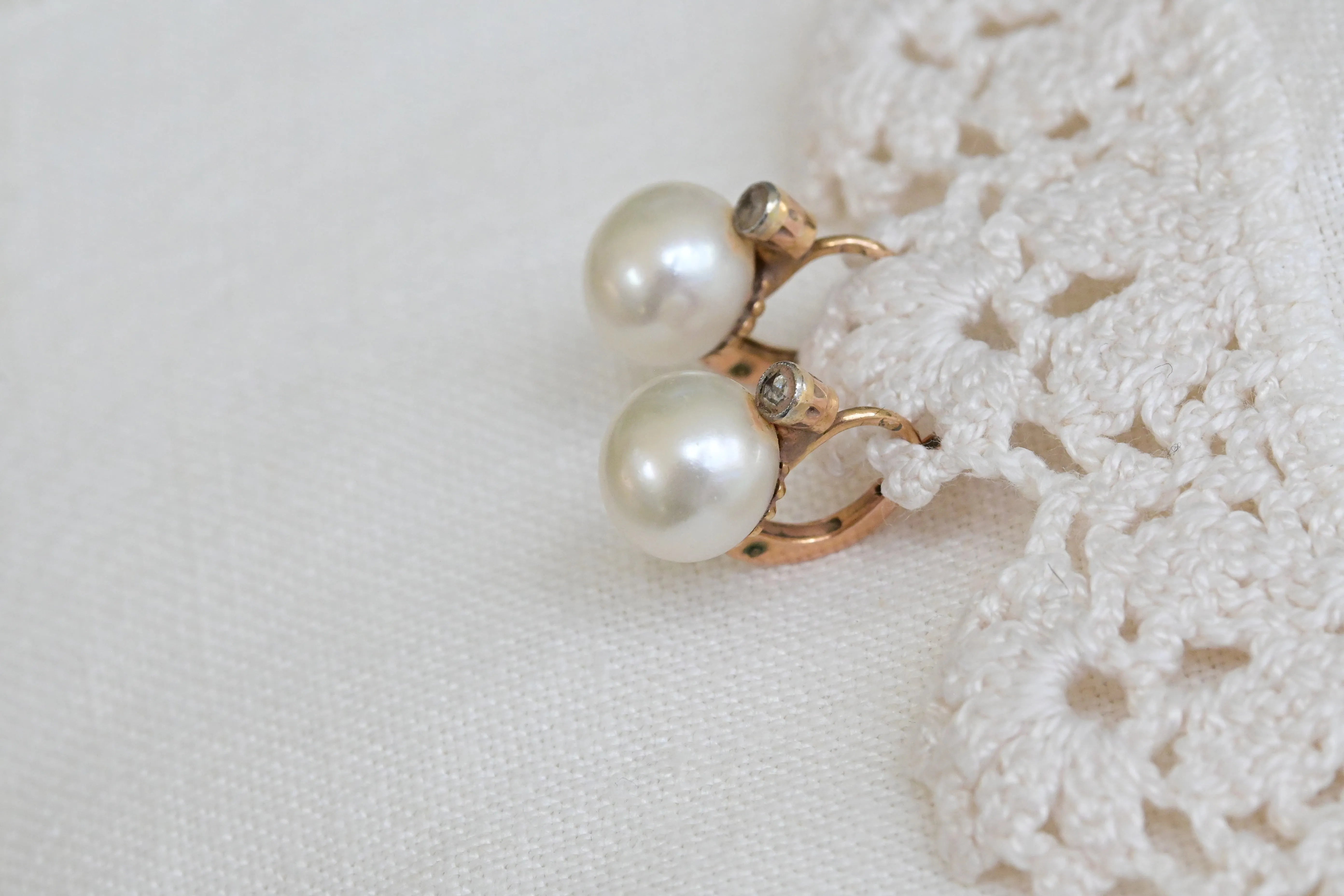 Vintage diamond and pearl earrings