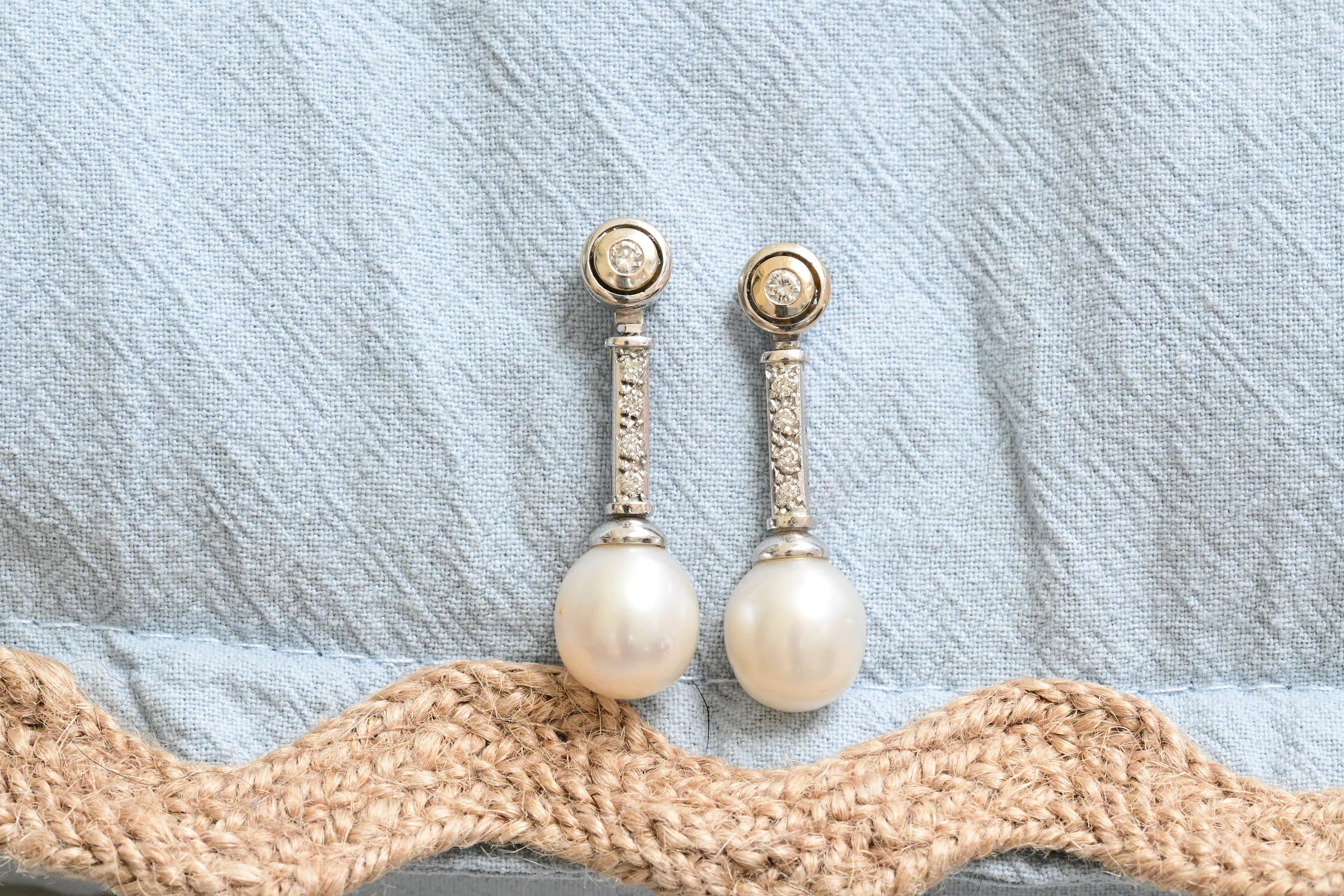 Vintage diamond and pearl convertible earrings