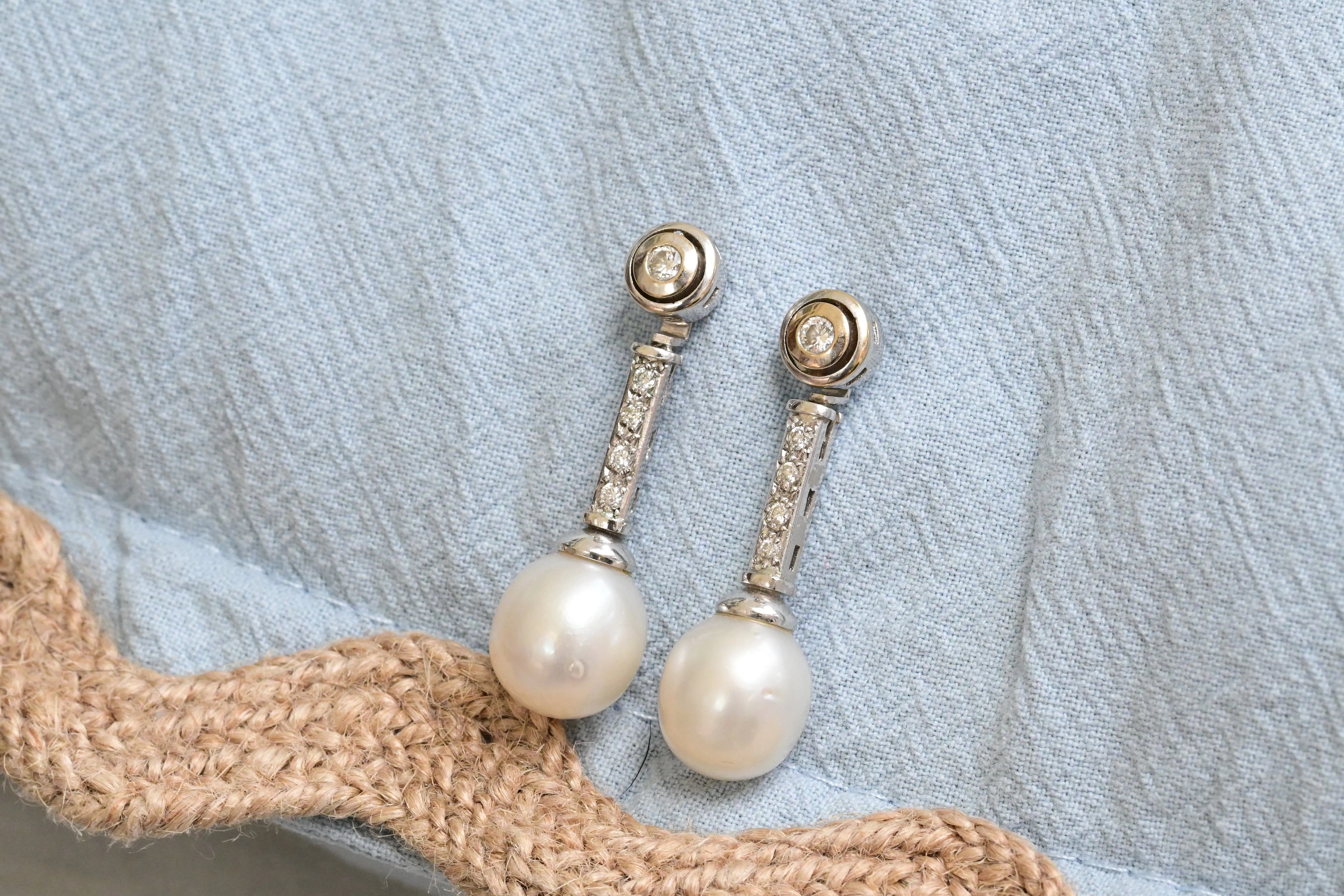 Vintage diamond and pearl convertible earrings