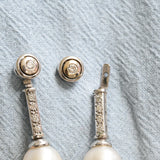 Vintage diamond and pearl convertible earrings