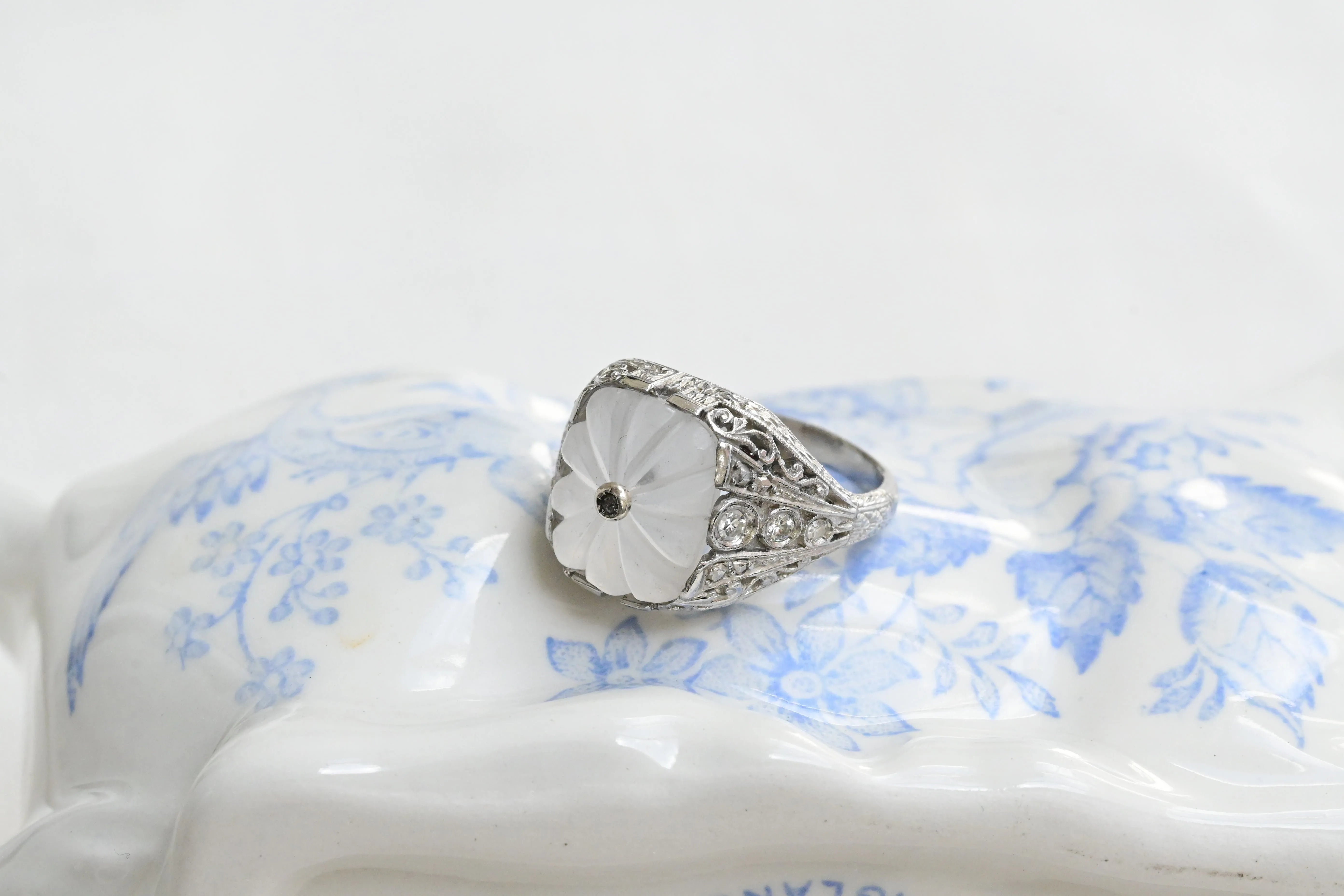 Bague vintage en cristal Rocca avec diamants