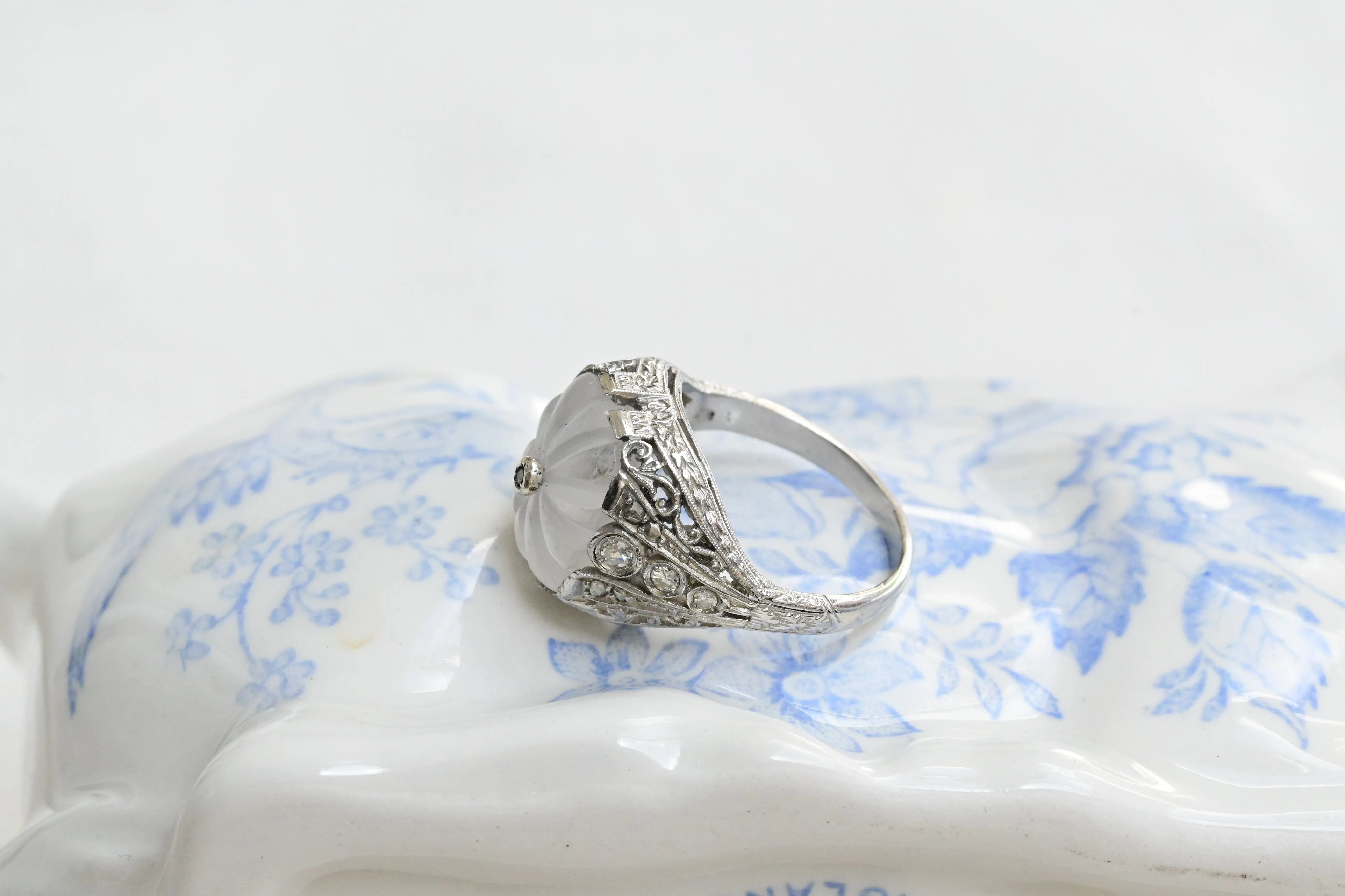 Bague vintage en cristal Rocca avec diamants