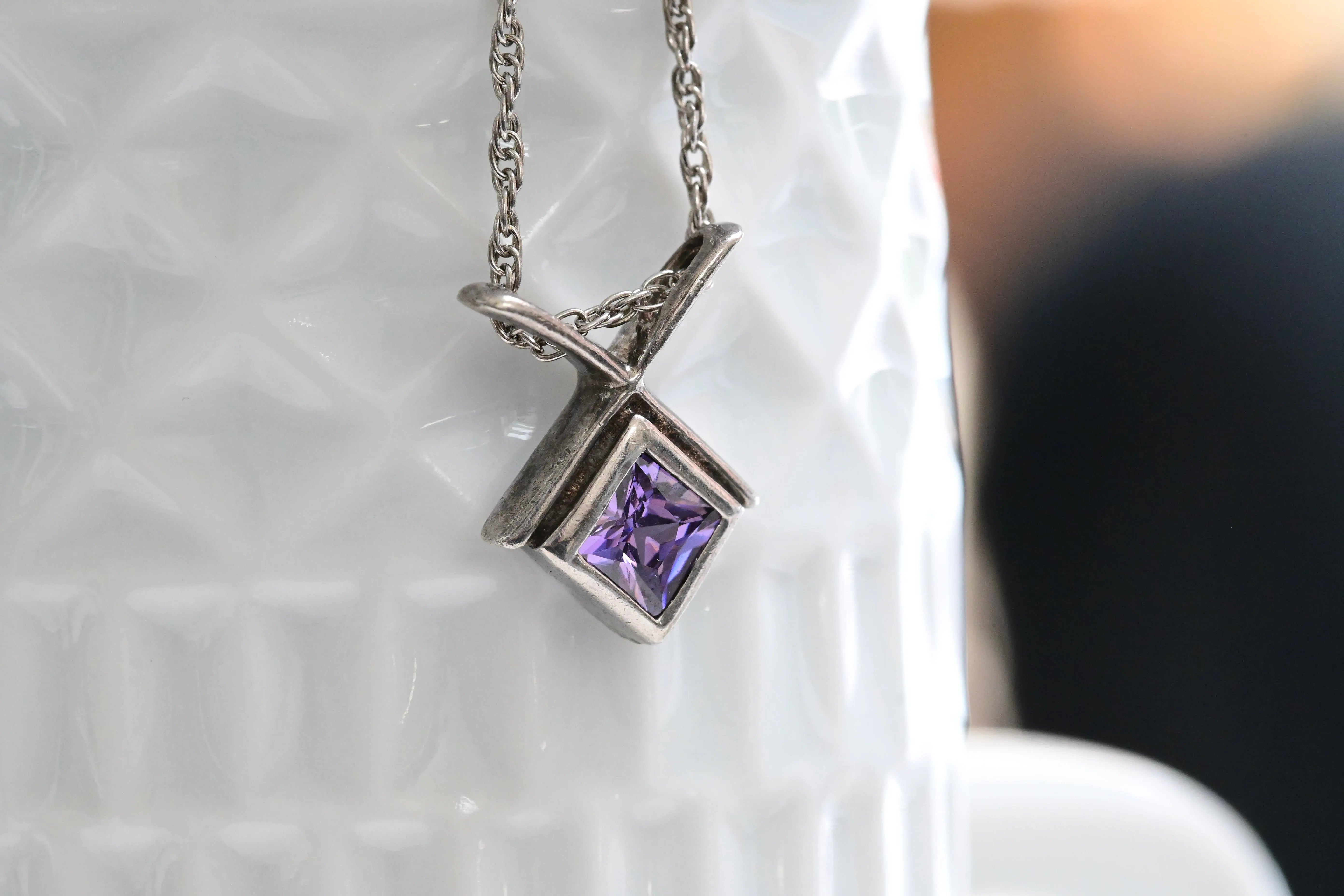 Vintage silver amethyst necklace