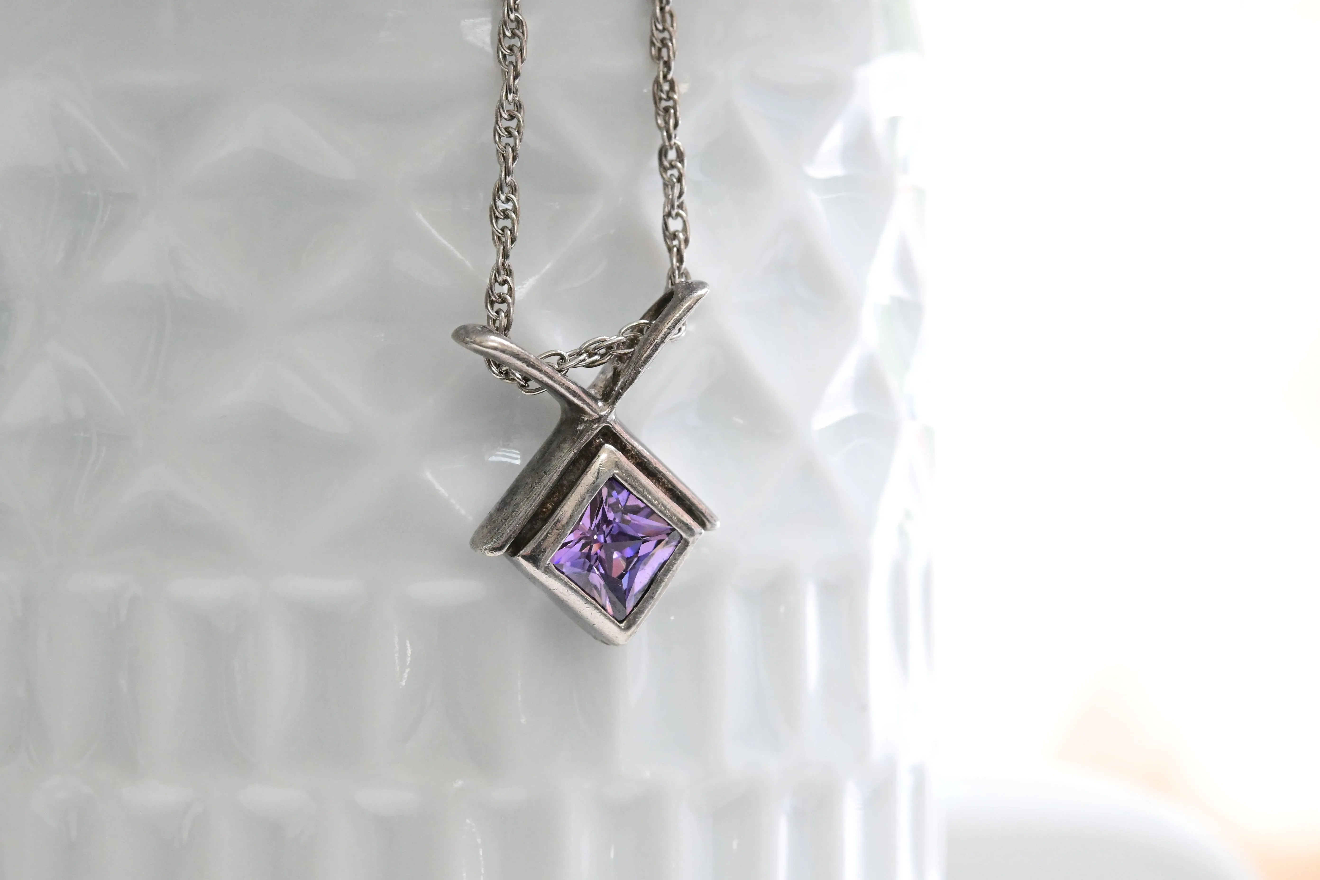 Vintage silver amethyst necklace