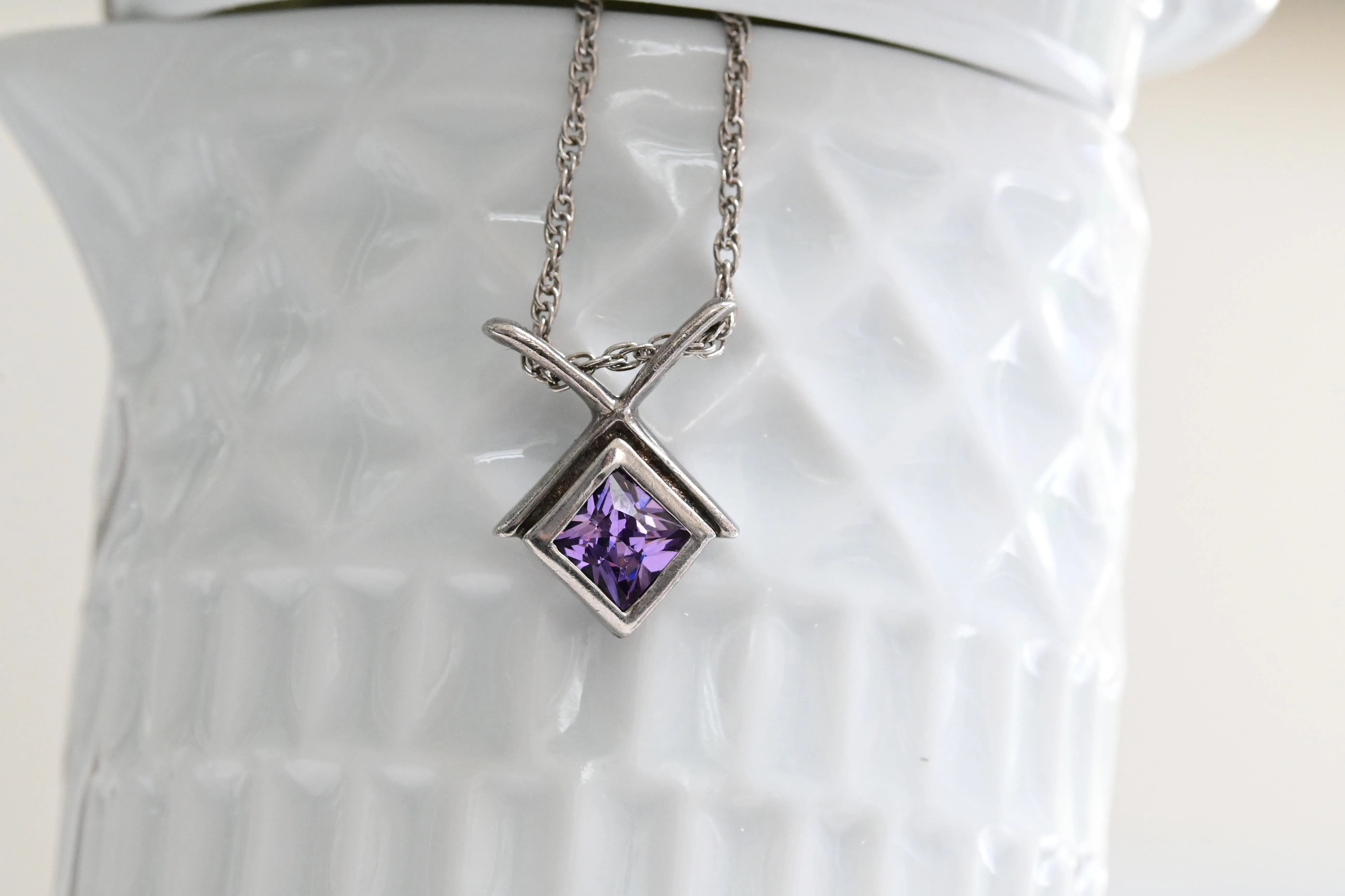 Vintage silver amethyst necklace