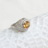 Vintage Citrine and Diamond Cocktail Ring