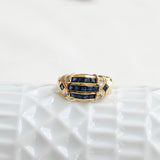 Vintage mid Century Diamond and Sapphire Ring