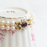 Vintage pearl bracelet with amethyst flower clasp