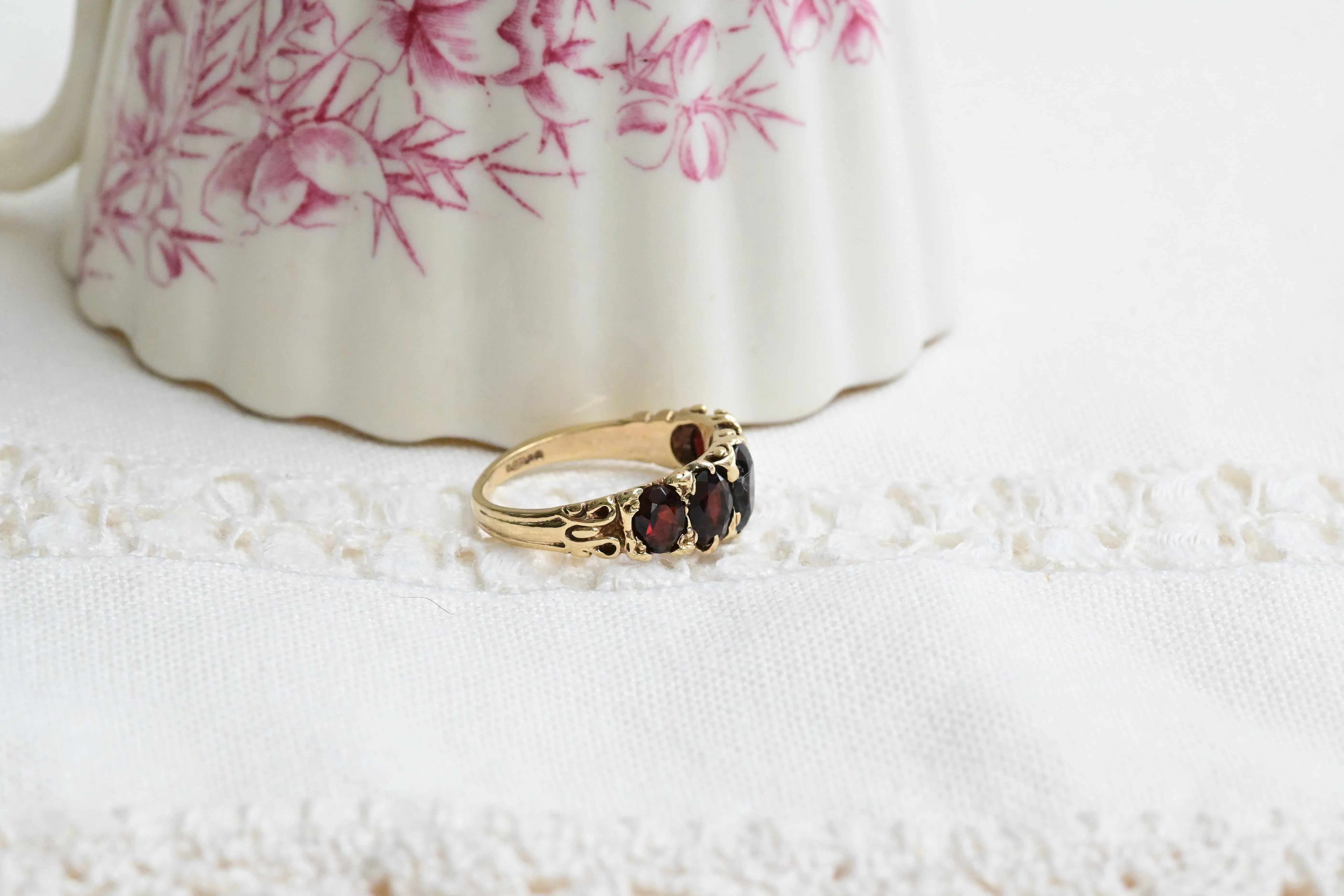 Vintage five garnet ring