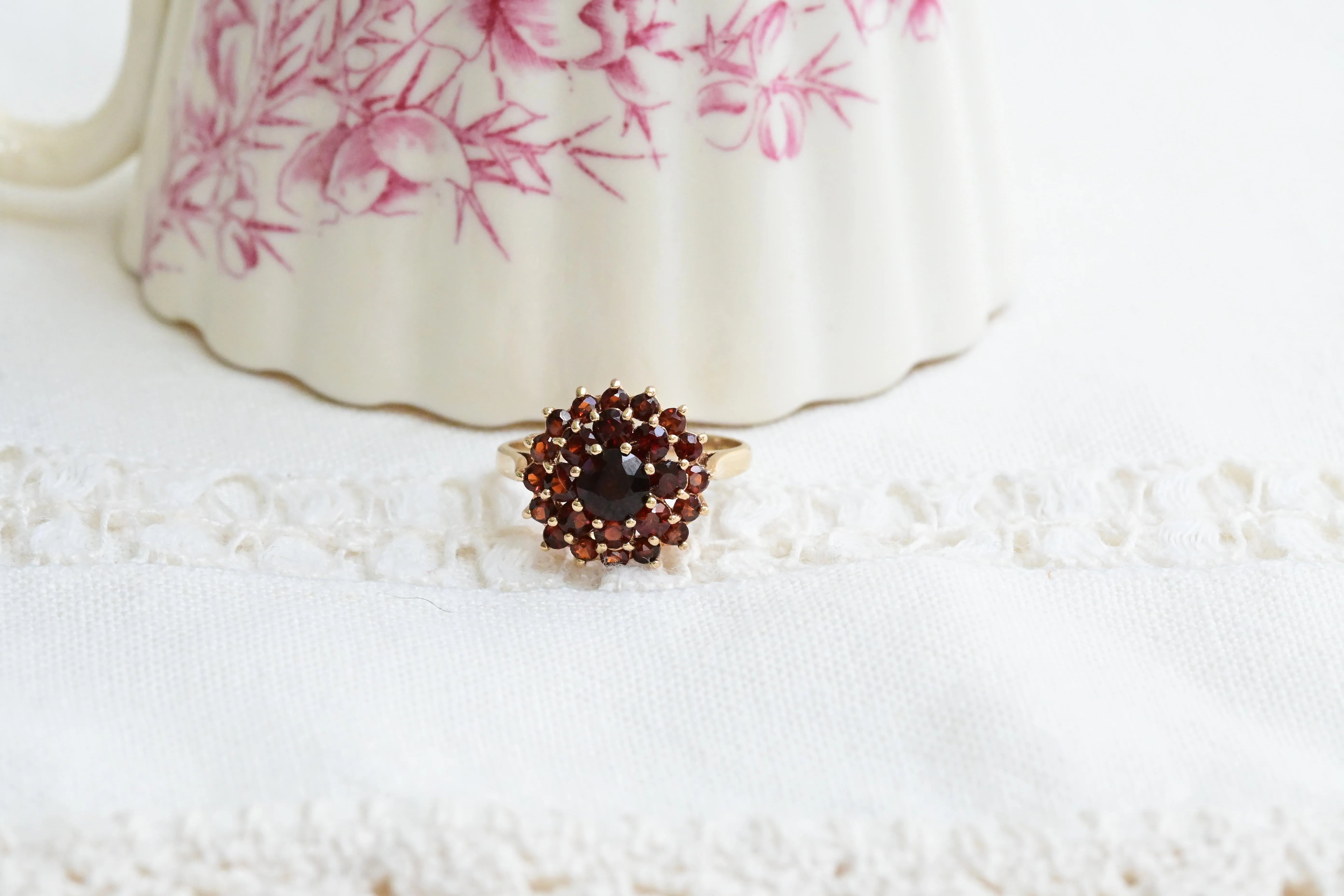 Vintage garnet rosette ring