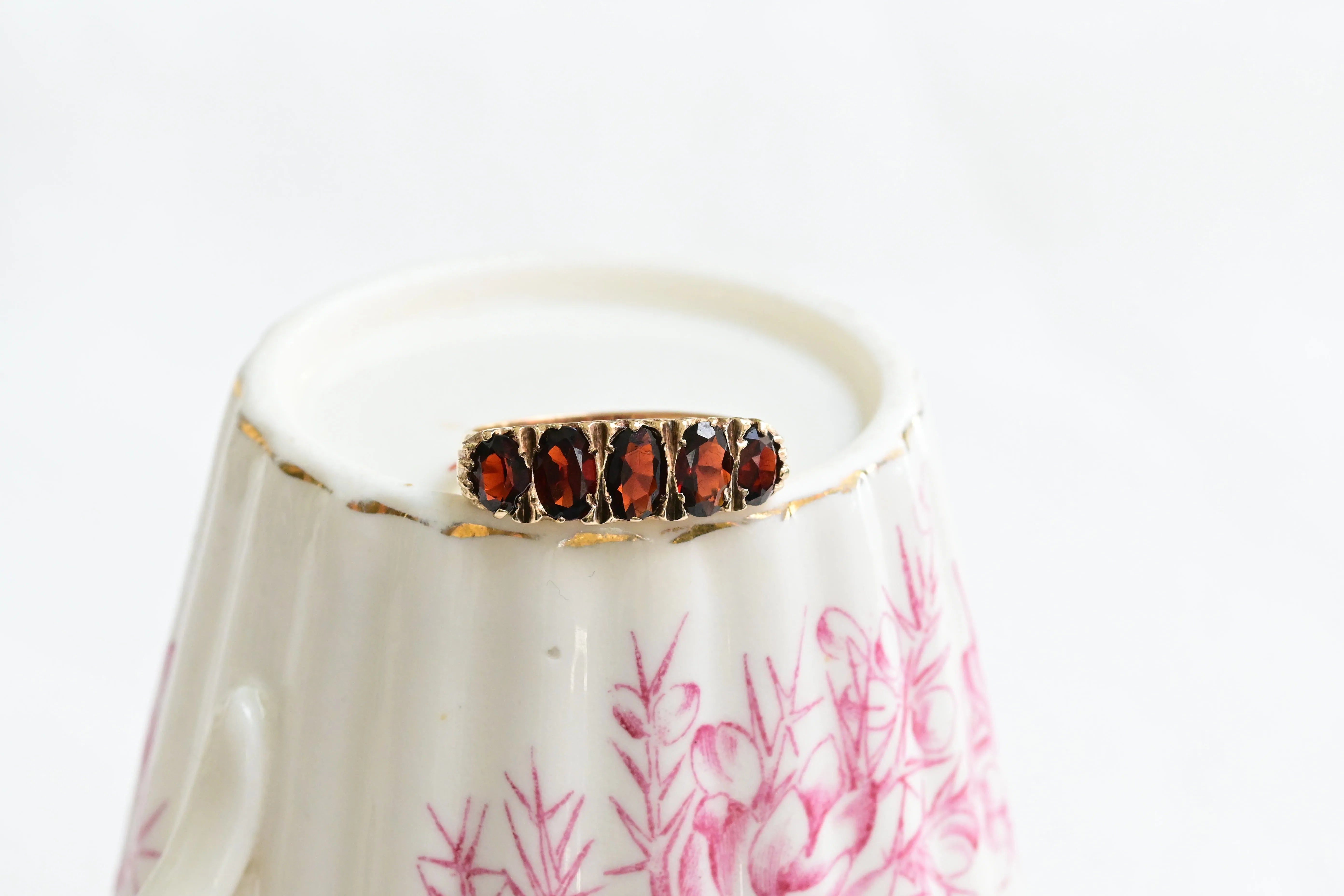 Vintage garnet five stone ring