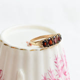 Vintage garnet five stone ring
