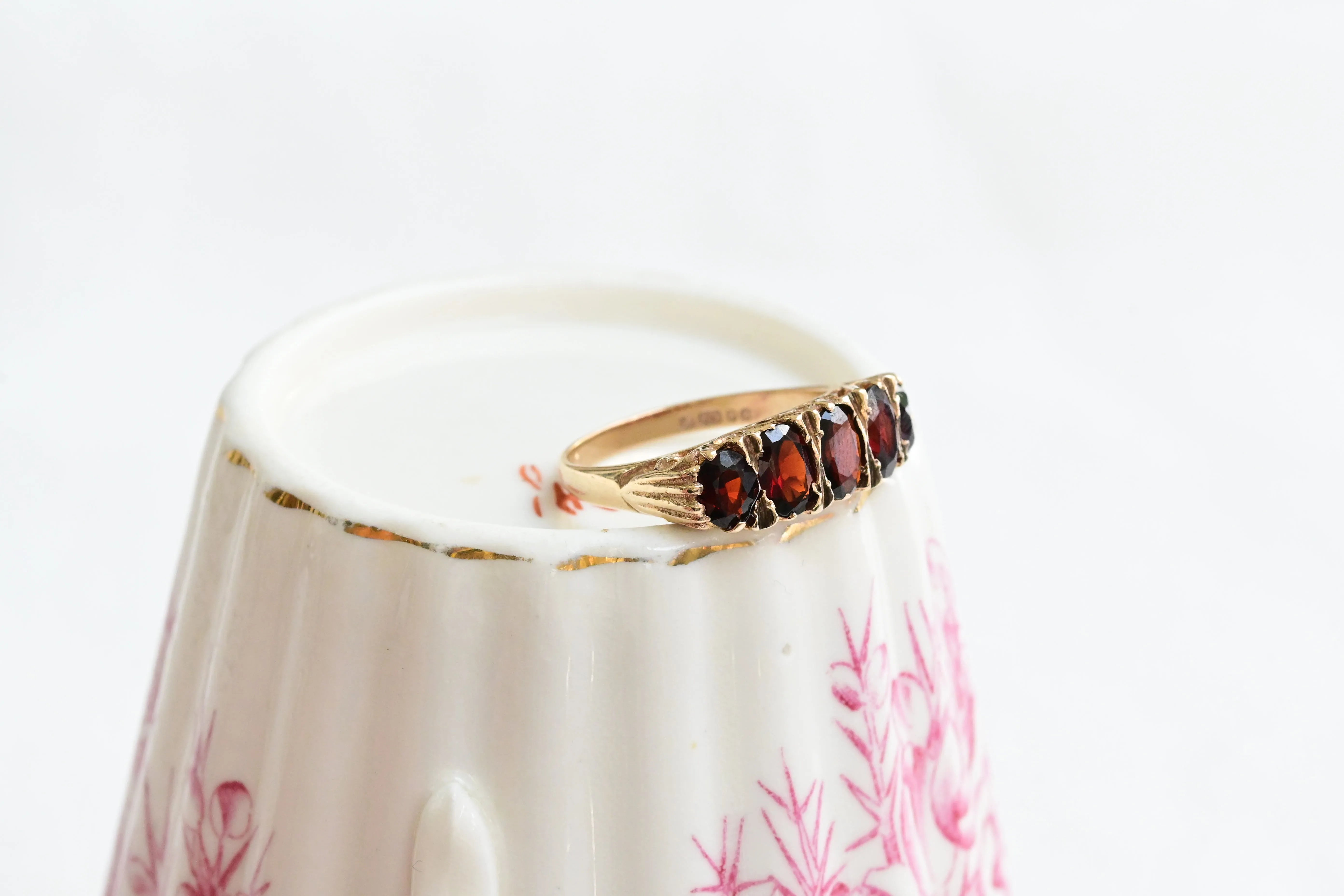 Vintage garnet five stone ring