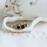 Vintage Triplet Ring with Garnets
