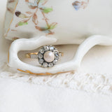 Art deco Pearl Rosette with Diamonds Ring