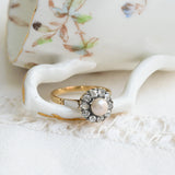 Art deco Pearl Rosette with Diamonds Ring