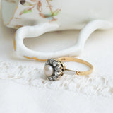 Art deco Pearl Rosette with Diamonds Ring
