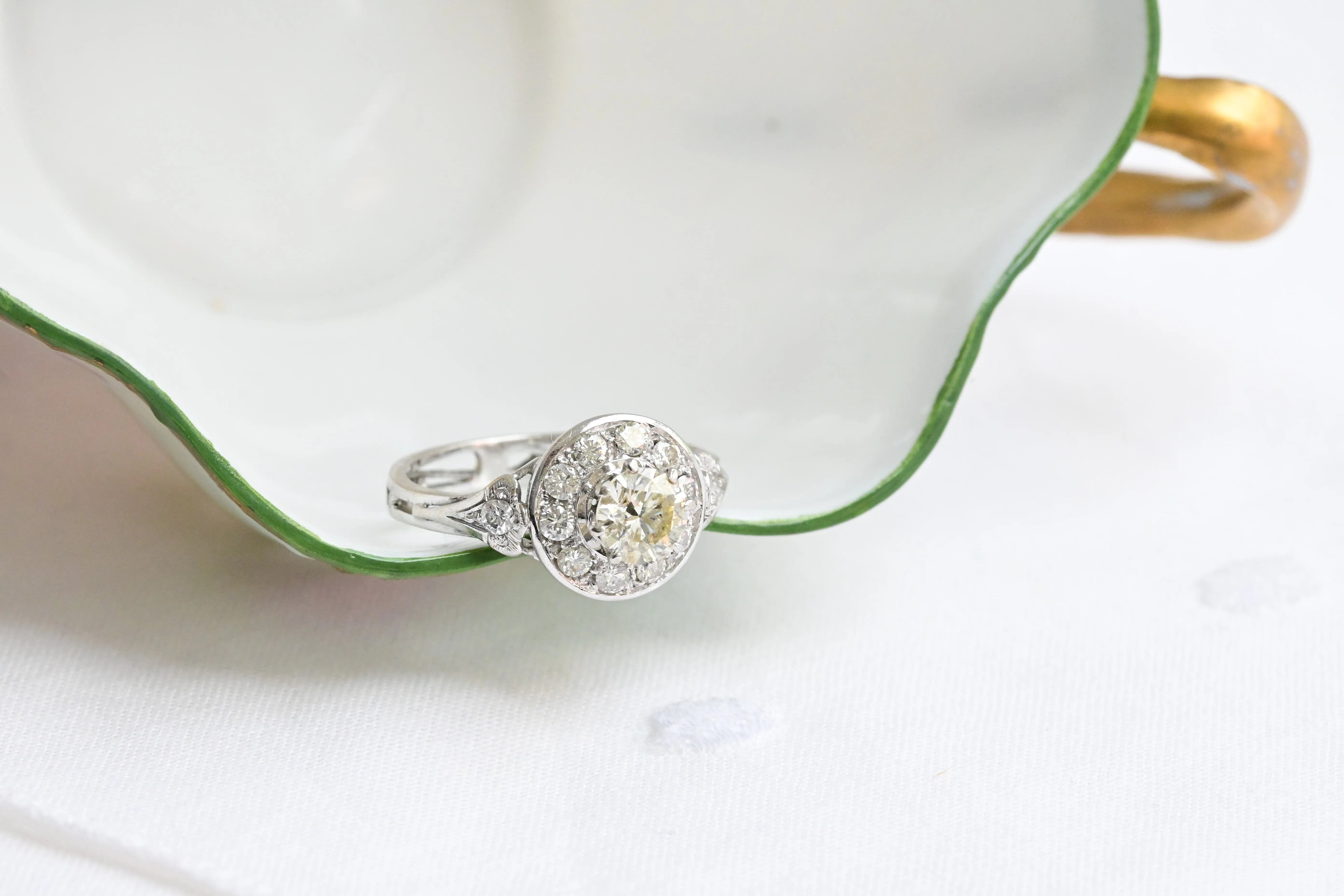Antique diamond target ring