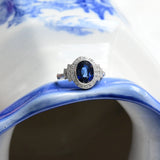 Vintage-Saphirring mit Diamanten
