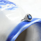 Vintage-Saphirring mit Diamanten