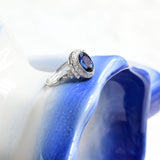 Vintage-Saphirring mit Diamanten