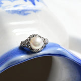 Vintage pearl and diamond ring