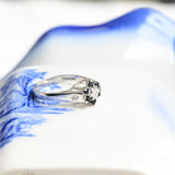 Anillo Vintage tipo Margarita de Zafiro y Diamantes