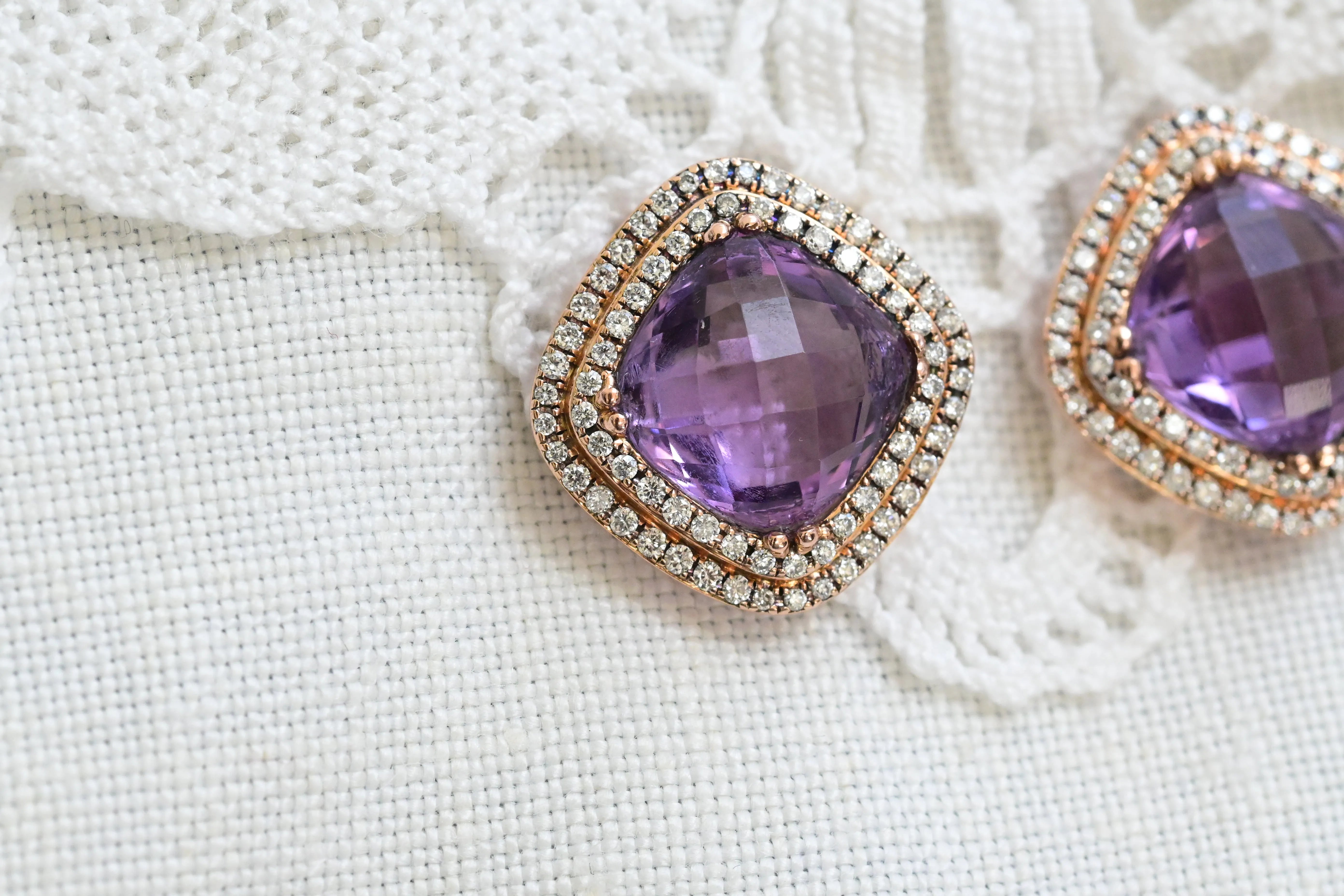Vintage amethyst and diamond earrings